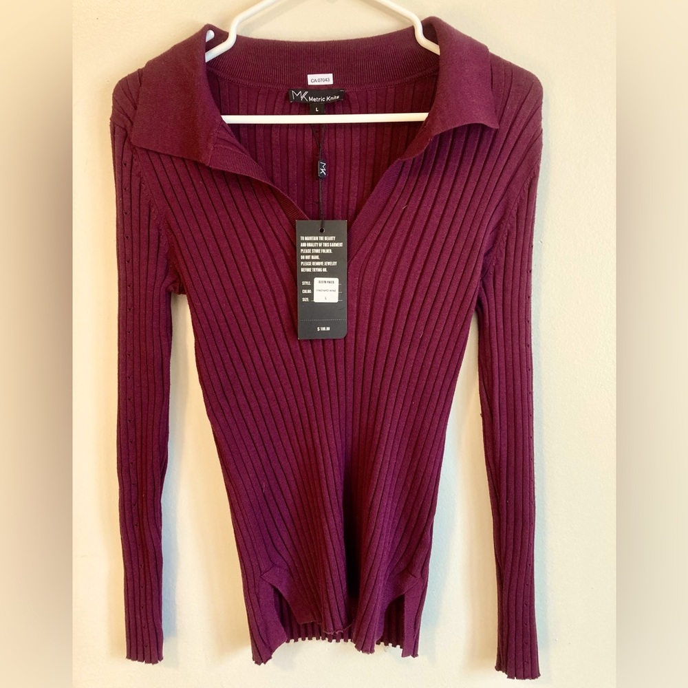 Metric Knits “Vineyard Wine” Long Sleeve Shirt *NWT*